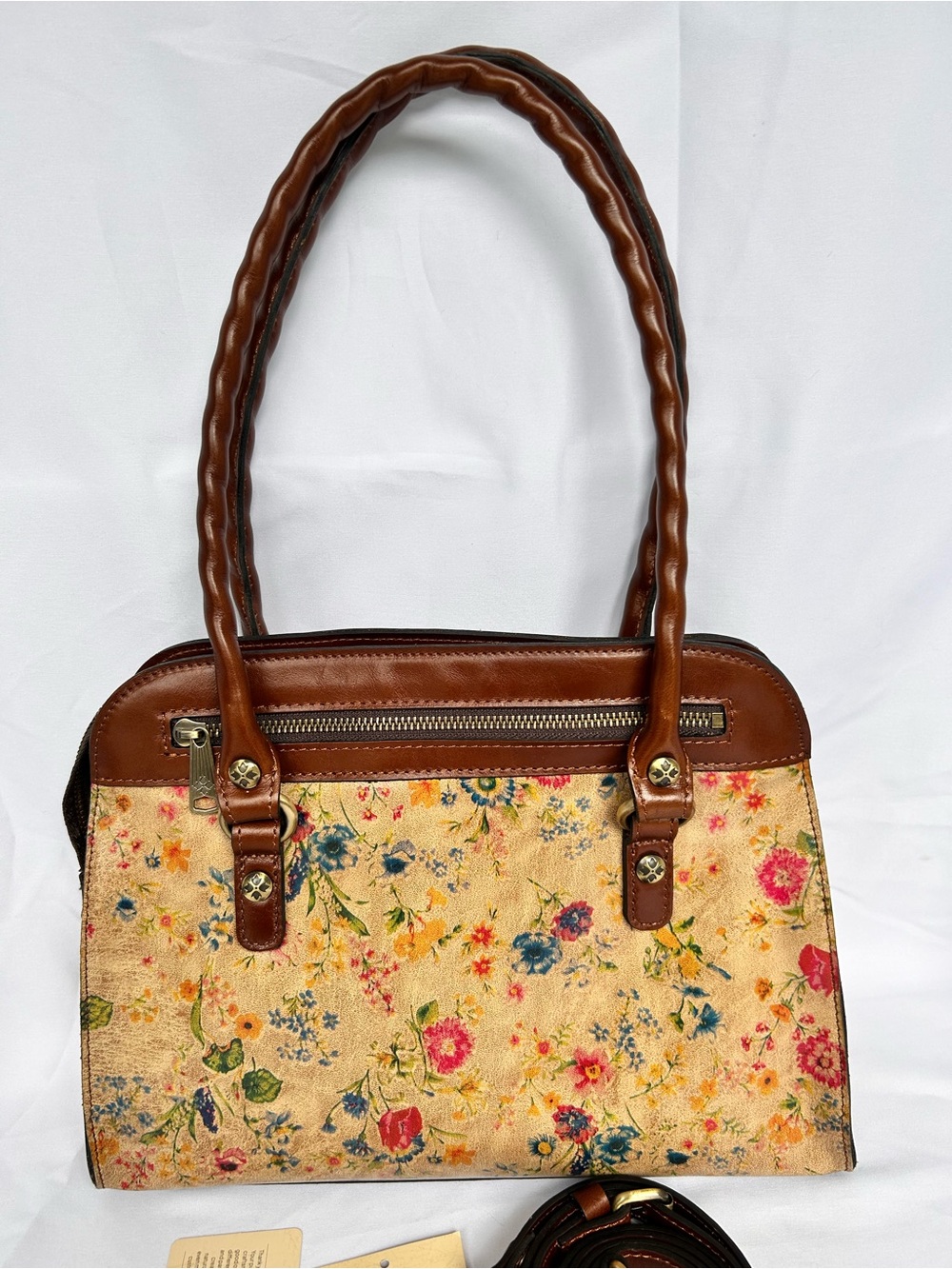 Patricia Nash Floral Leather Calvi Satchel in Prairie Rose Model P272170X - Picture 2 of 11